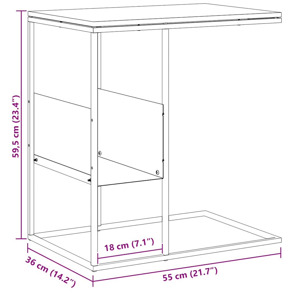 fekete szerelt fa kisasztal 55x36x59,5 cm