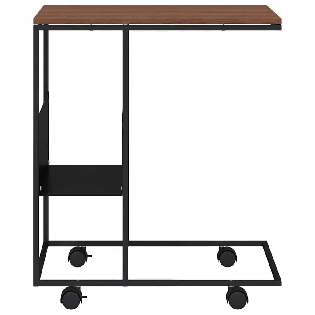 fekete szerelt fa kisasztal kerekekkel 55x36x63,5 cm