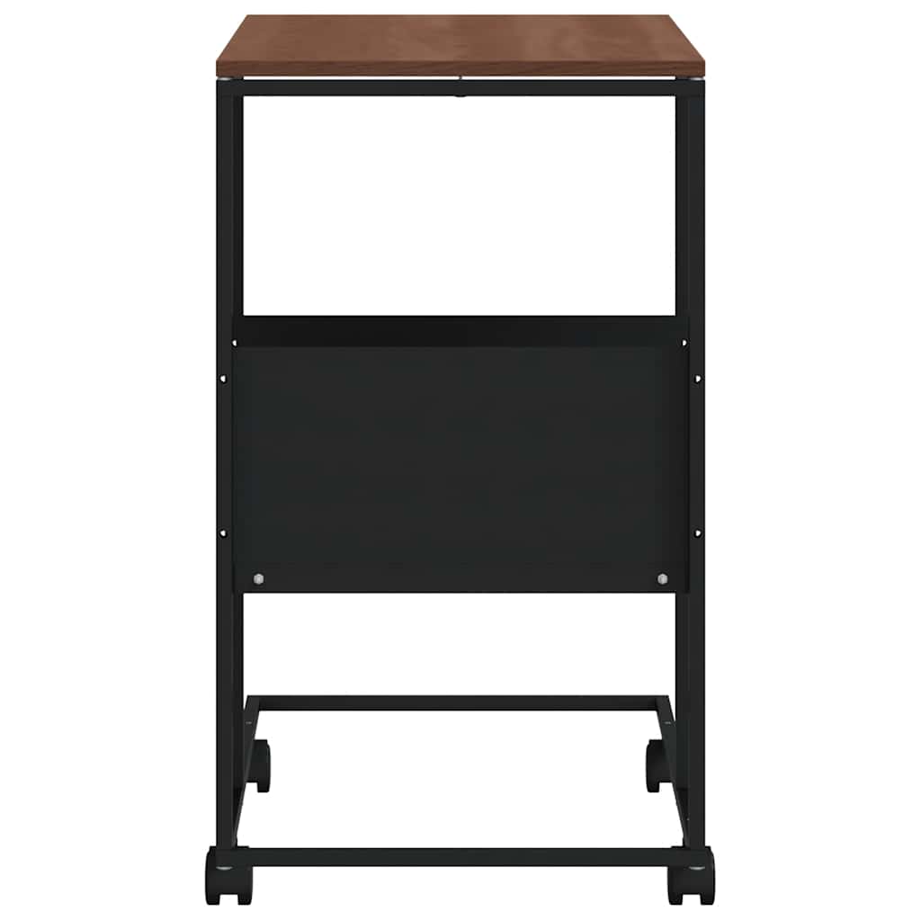 fekete szerelt fa kisasztal kerekekkel 55x36x63,5 cm