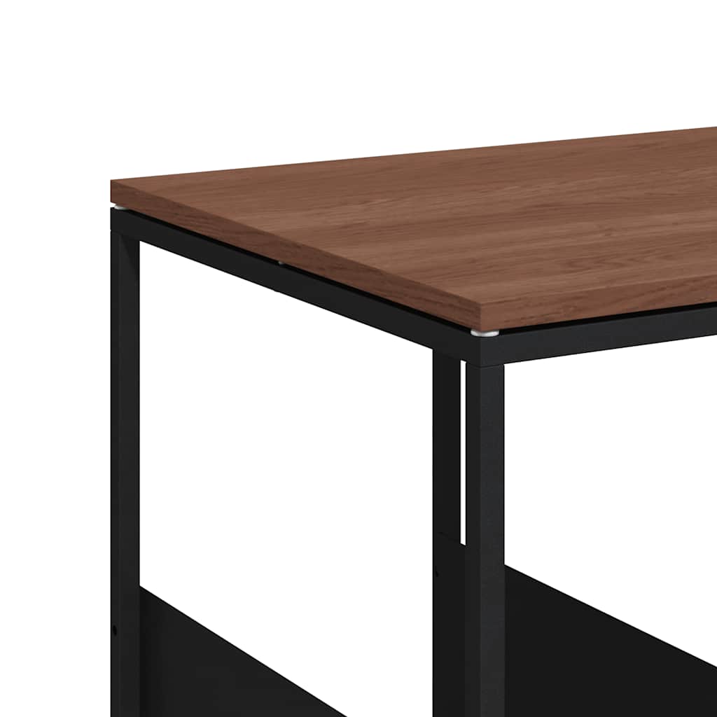 fekete szerelt fa kisasztal kerekekkel 55x36x63,5 cm