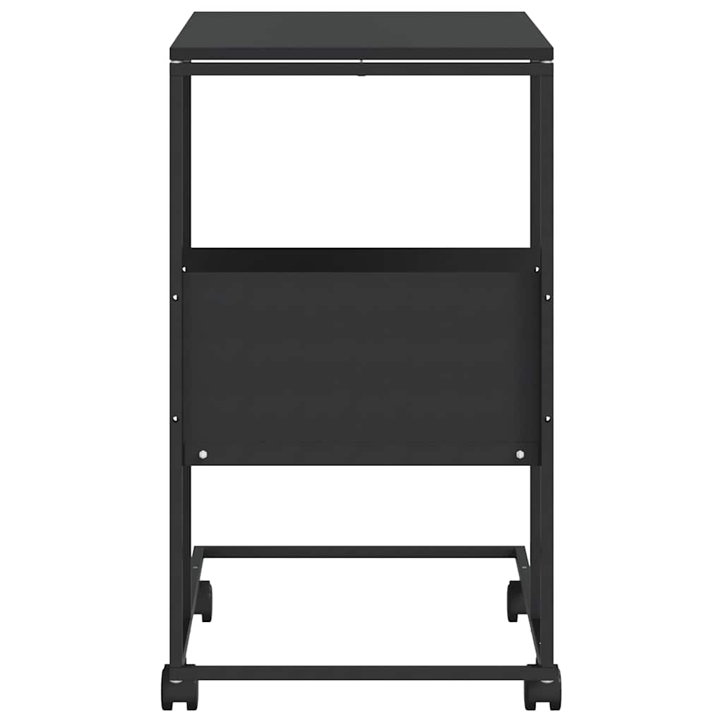 fekete szerelt fa kisasztal kerekekkel 55x36x63,5 cm