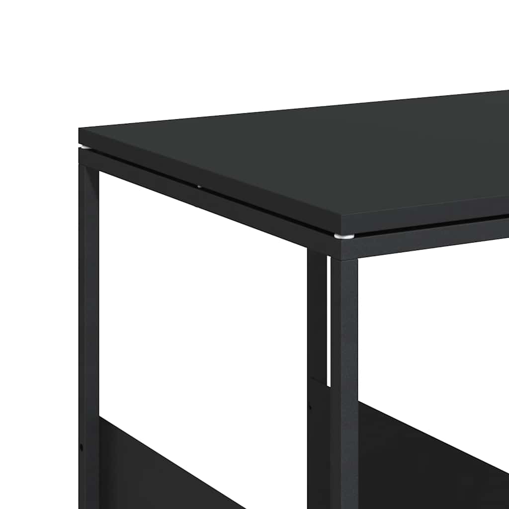 fekete szerelt fa kisasztal kerekekkel 55x36x63,5 cm