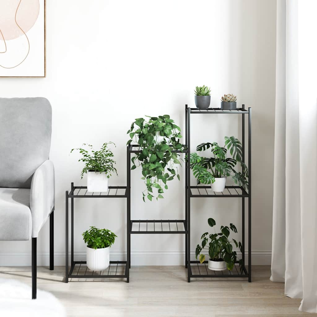 fekete vas virágtartó állvány 83 x 25 x 80 cm