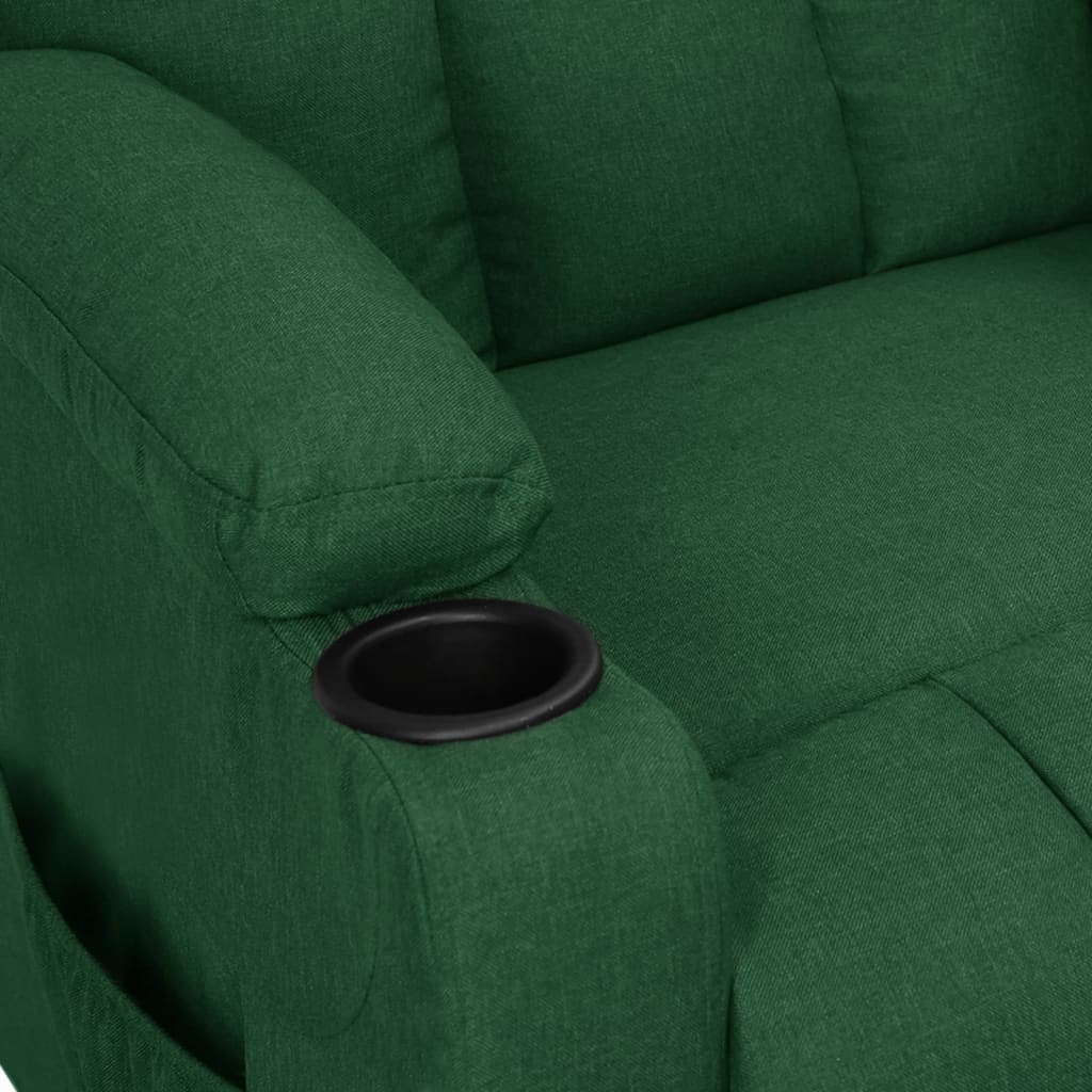 sötétzöld szövet elektromos dönthető fotel
