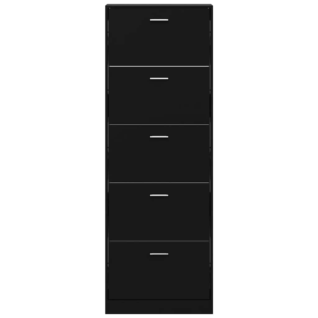 fekete szerelt fa cipősszekrény 59 x 17 x 169 cm