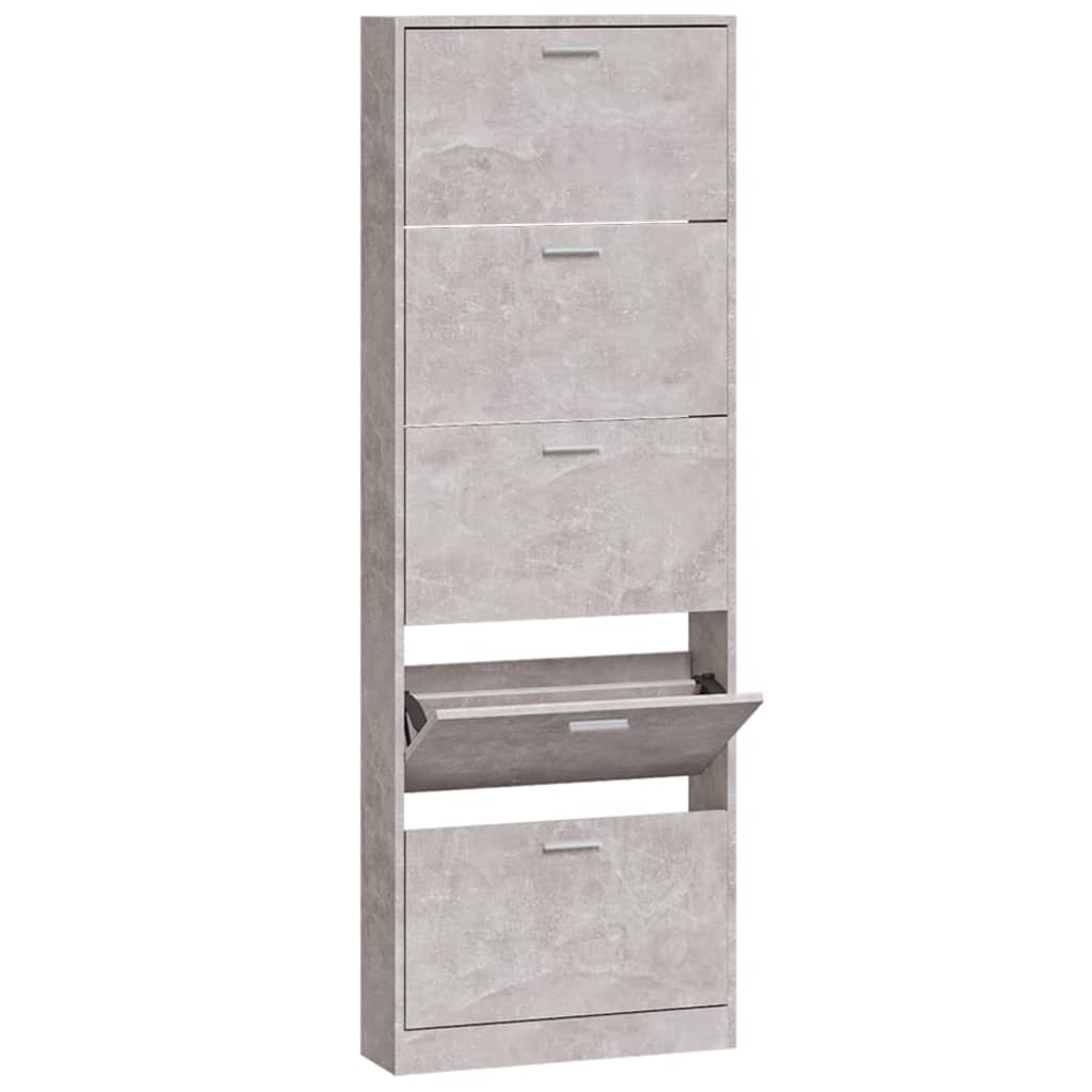 betonszürke szerelt fa cipőszekrény 59 x 17 x 169 cm