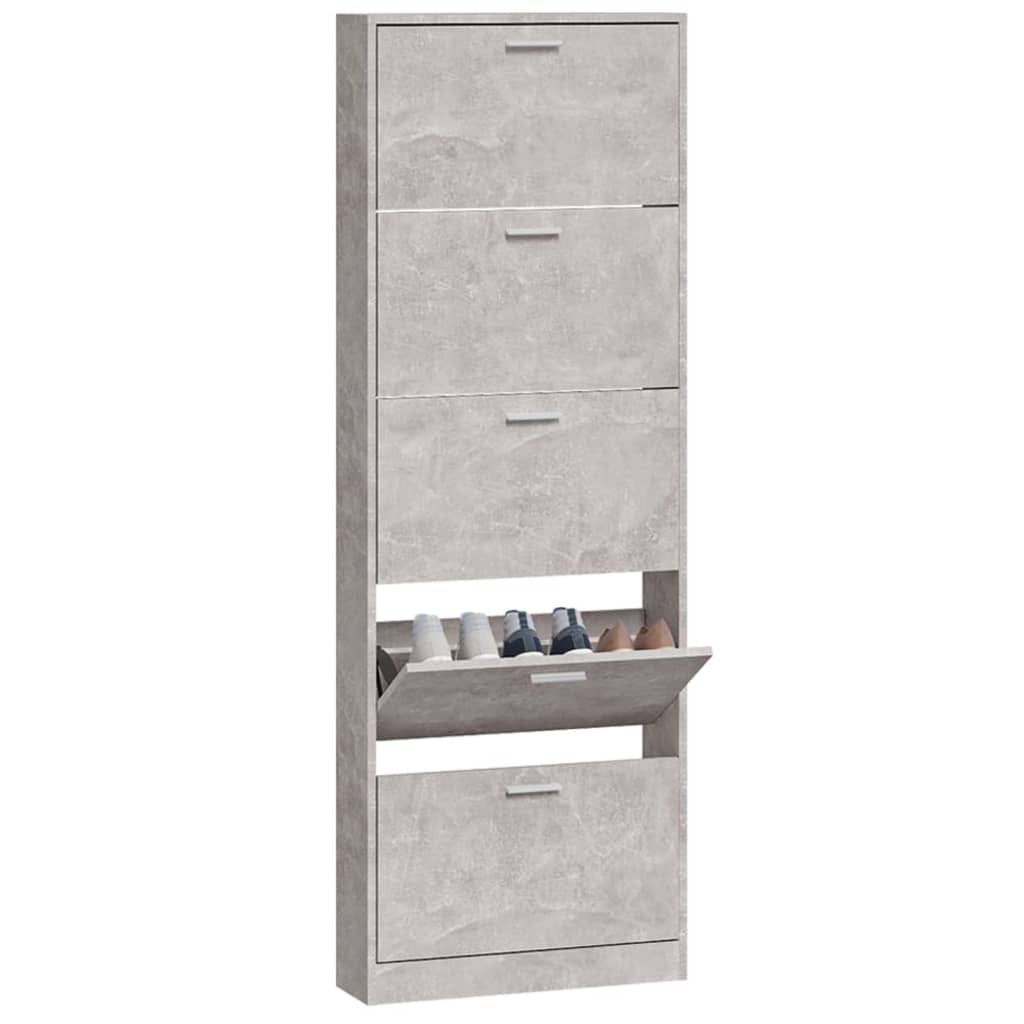 betonszürke szerelt fa cipőszekrény 59 x 17 x 169 cm