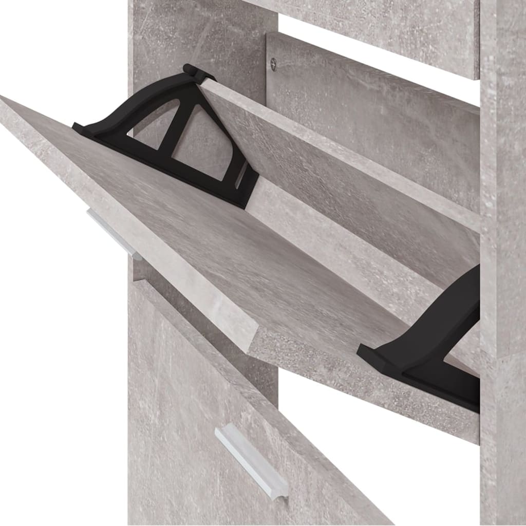 betonszürke szerelt fa cipőszekrény 59 x 17 x 169 cm