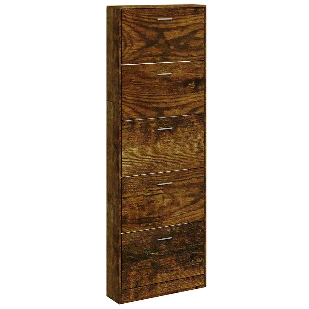 füstös tölgy színű szerelt fa cipősszekrény 59 x 17 x 169 cm