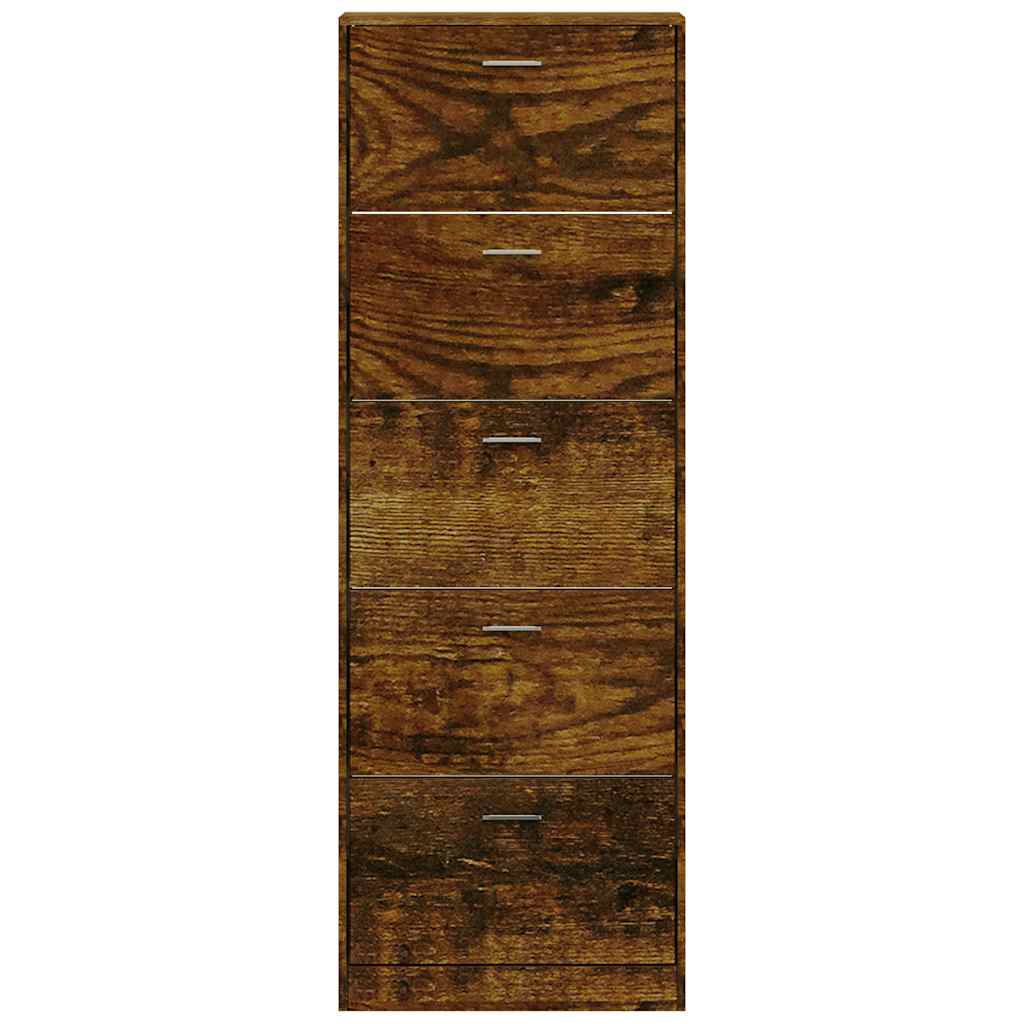 füstös tölgy színű szerelt fa cipősszekrény 59 x 17 x 169 cm