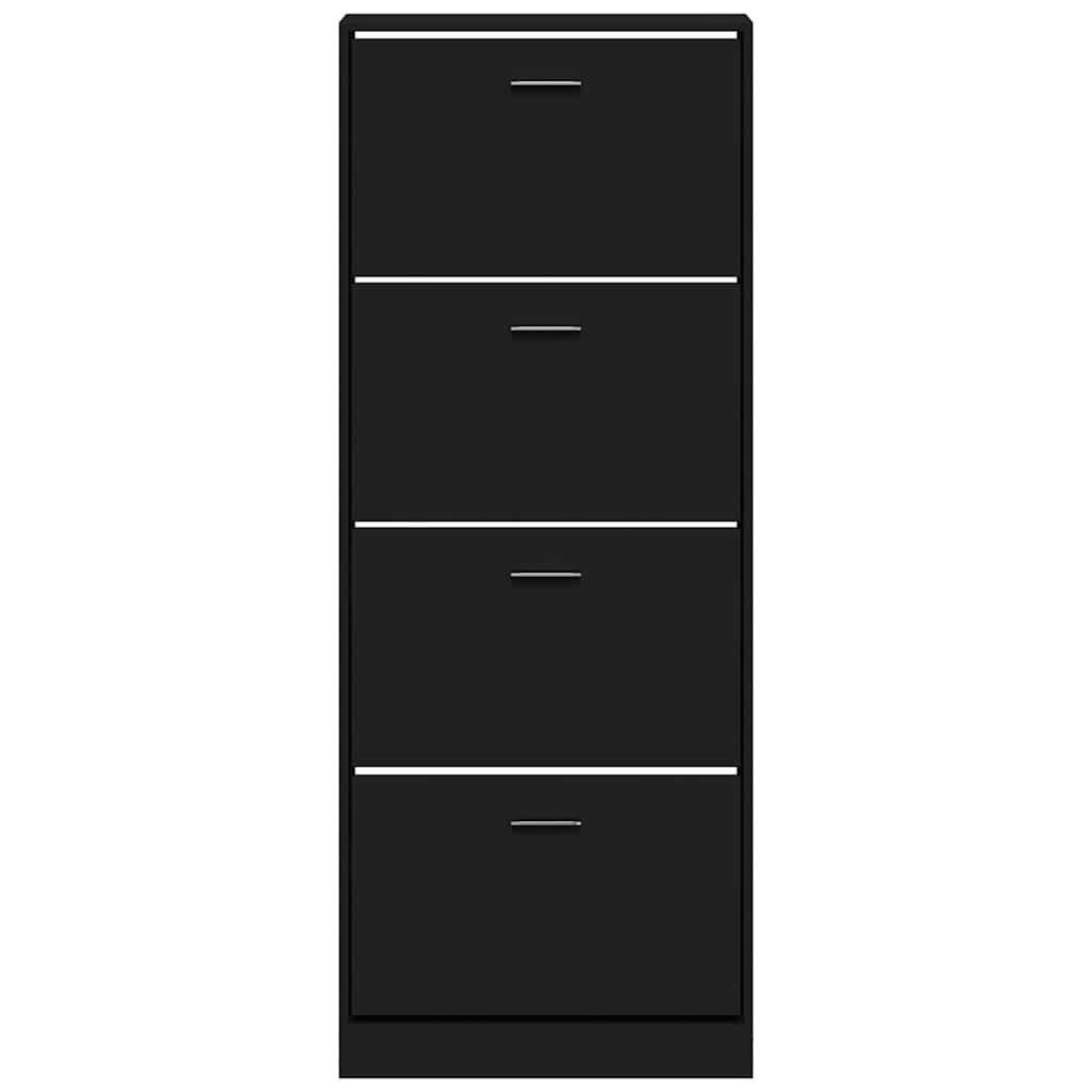 fekete szerelt fa cipősszekrény 59x17x150 cm