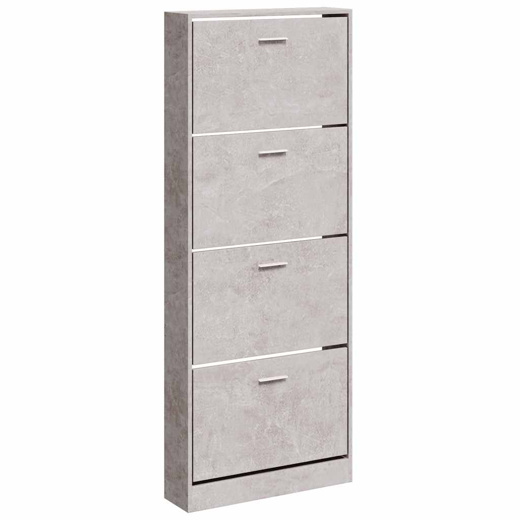 betonszürke szerelt fa cipőszekrény 59x17x150 cm
