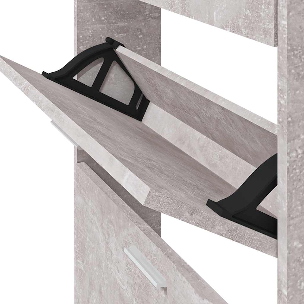 betonszürke szerelt fa cipőszekrény 59x17x150 cm