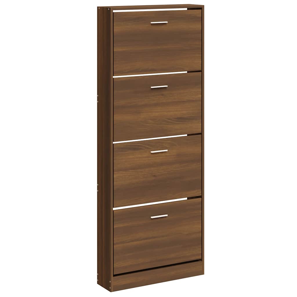 barna tölgyszínű szerelt fa cipősszekrény 59 x 17 x 150 cm