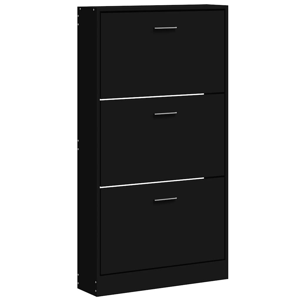 fekete szerelt fa cipősszekrény 59x17x108 cm