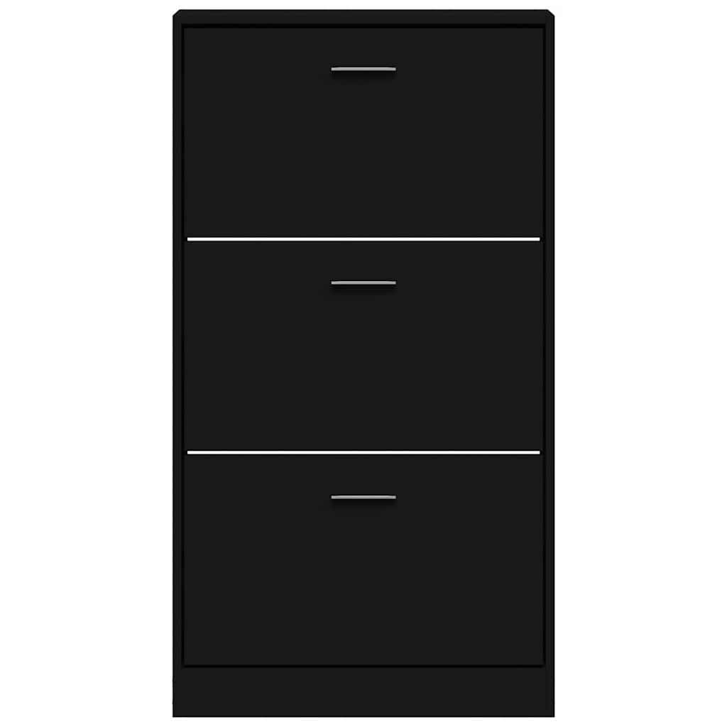 fekete szerelt fa cipősszekrény 59x17x108 cm
