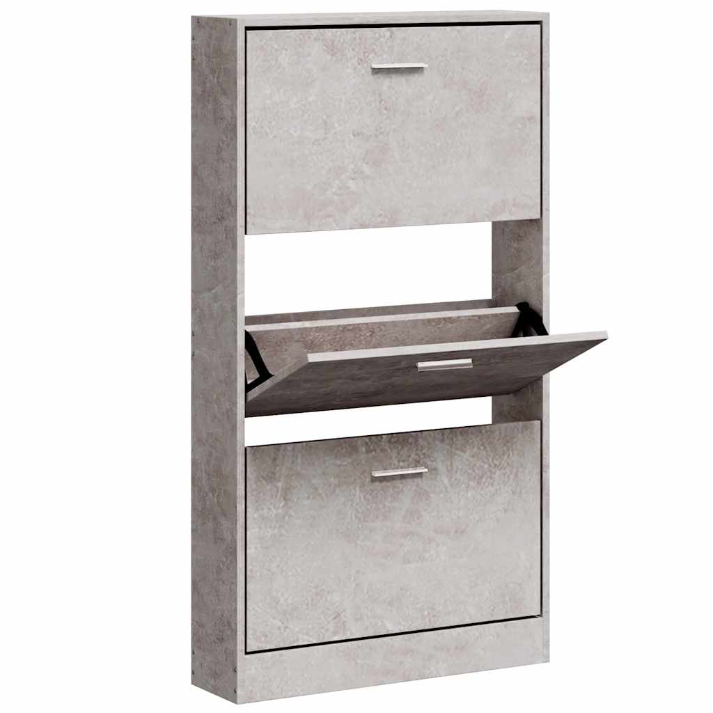 betonszürke szerelt fa cipőszekrény 59x17x108 cm