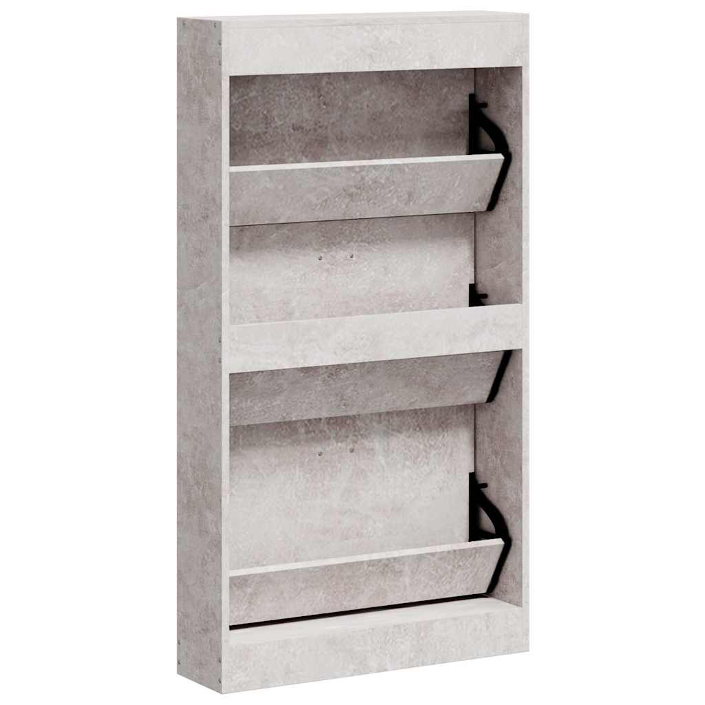 betonszürke szerelt fa cipőszekrény 59x17x108 cm