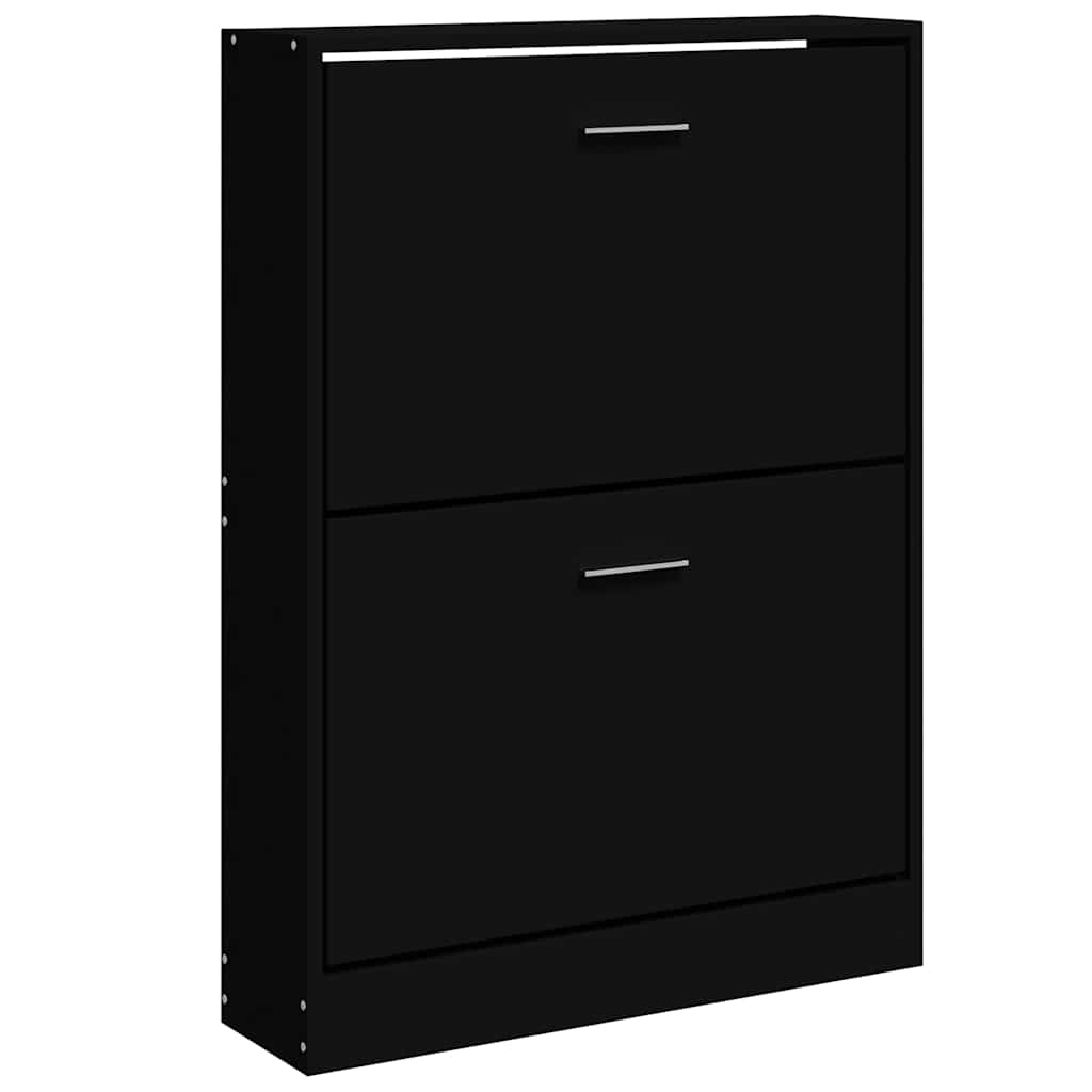 fekete szerelt fa cipőszekrény 59x17x81 cm