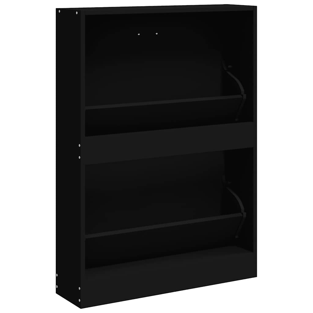 fekete szerelt fa cipőszekrény 59x17x81 cm