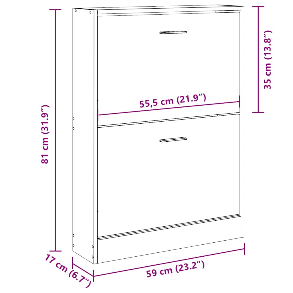 fekete szerelt fa cipőszekrény 59x17x81 cm