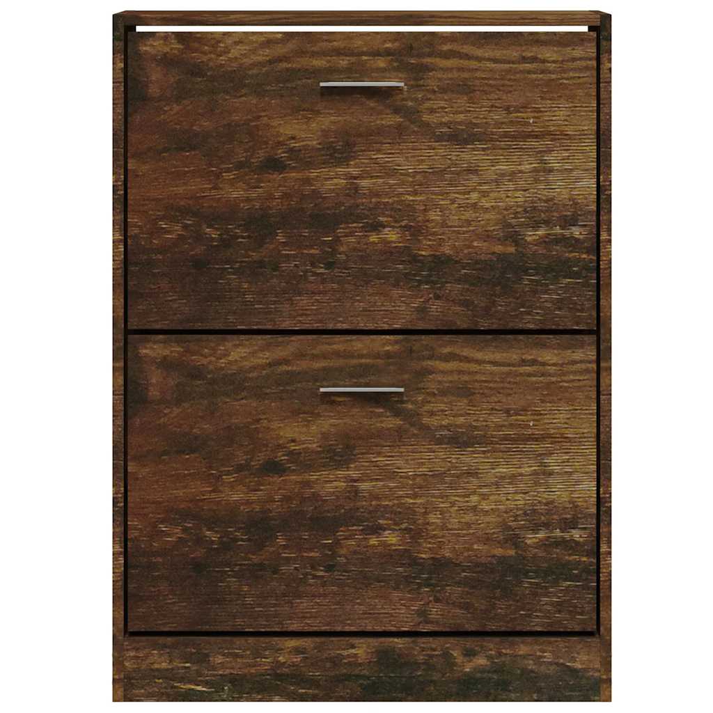 füstös tölgy színű szerelt fa cipősszekrény 59x17x81 cm