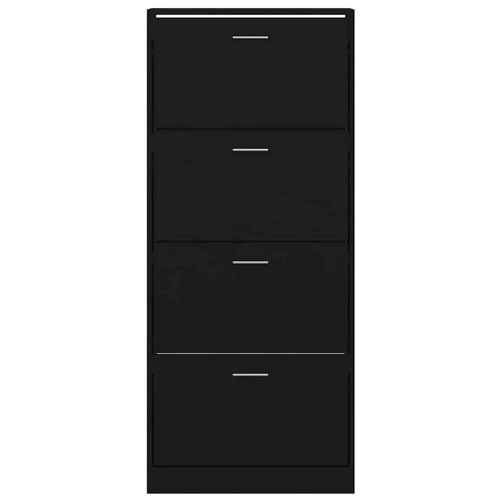 fekete szerelt fa cipősszekrény 63x24x147 cm