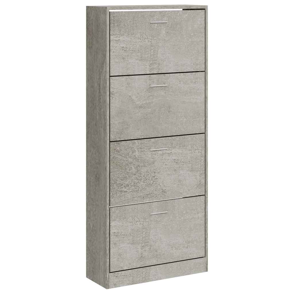 betonszürke szerelt fa cipőszekrény 63x24x147 cm
