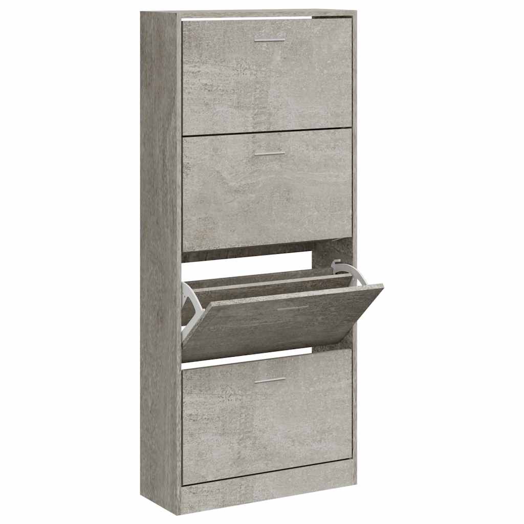 betonszürke szerelt fa cipőszekrény 63x24x147 cm
