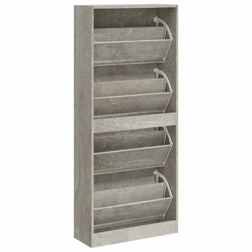 betonszürke szerelt fa cipőszekrény 63x24x147 cm
