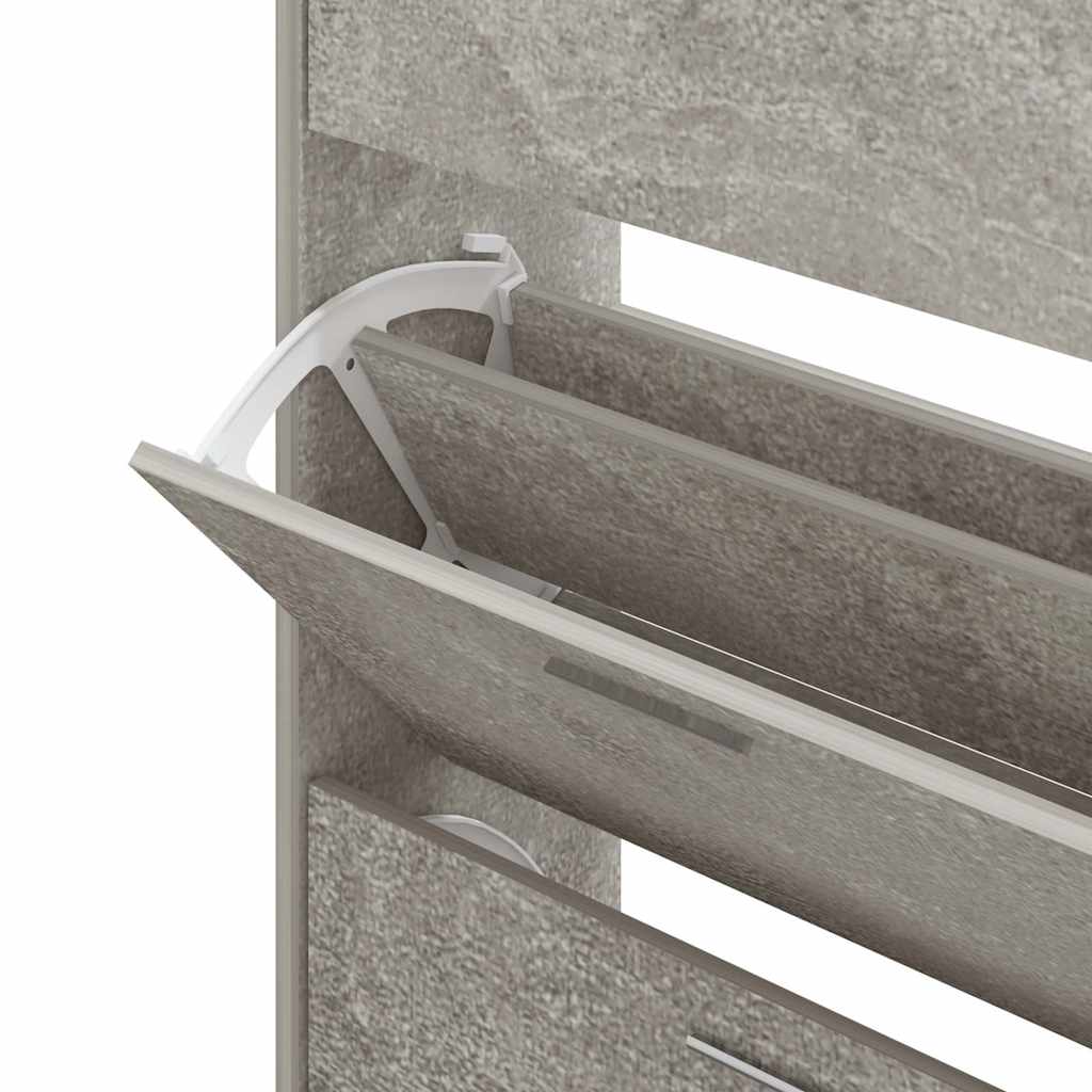 betonszürke szerelt fa cipőszekrény 63x24x147 cm