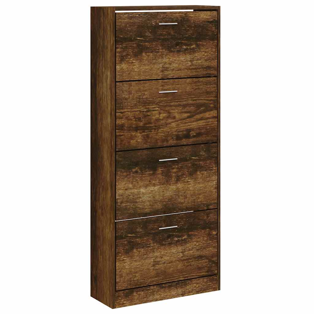 füstös tölgy színű szerelt fa cipősszekrény 63x24x147 cm