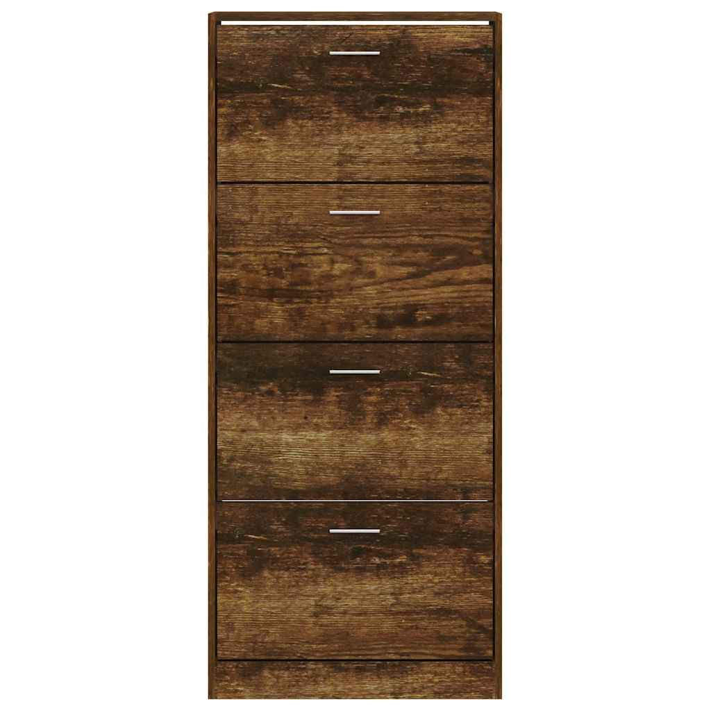 füstös tölgy színű szerelt fa cipősszekrény 63x24x147 cm