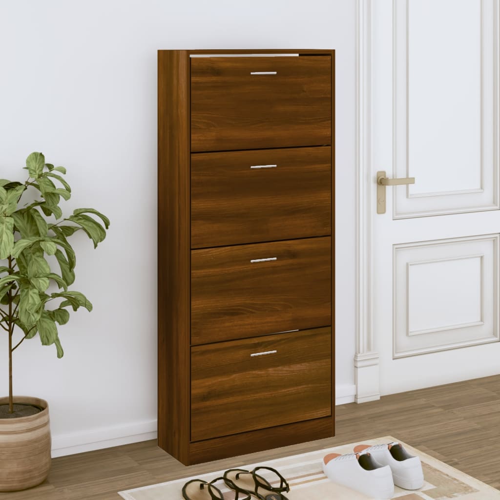 barna tölgy színű szerelt fa cipősszekrény 63x24x147 cm