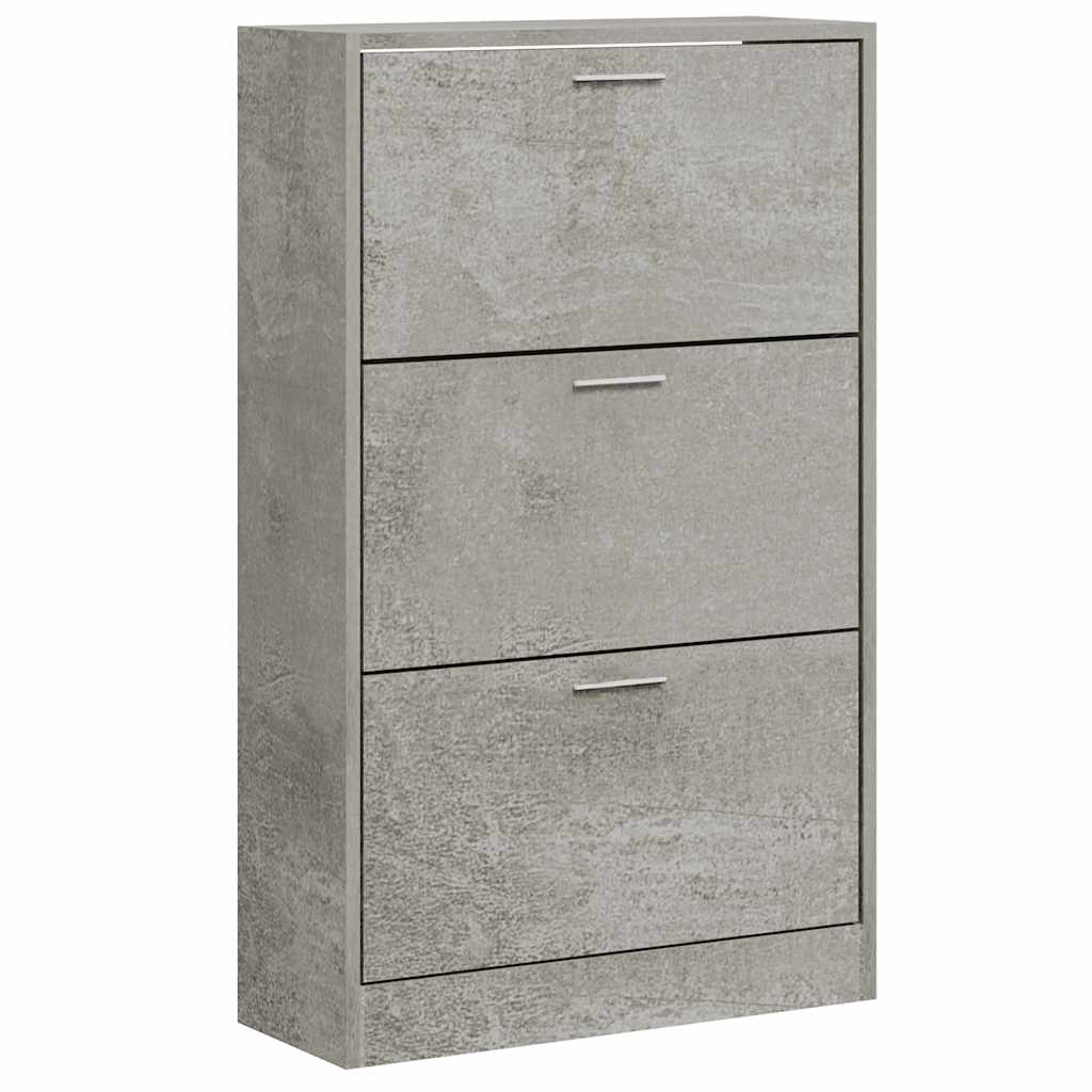 betonszürke szerelt fa cipőszekrény 63x24x103 cm