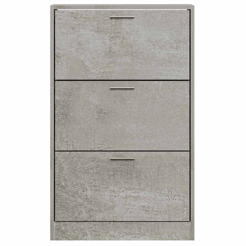 betonszürke szerelt fa cipőszekrény 63x24x103 cm