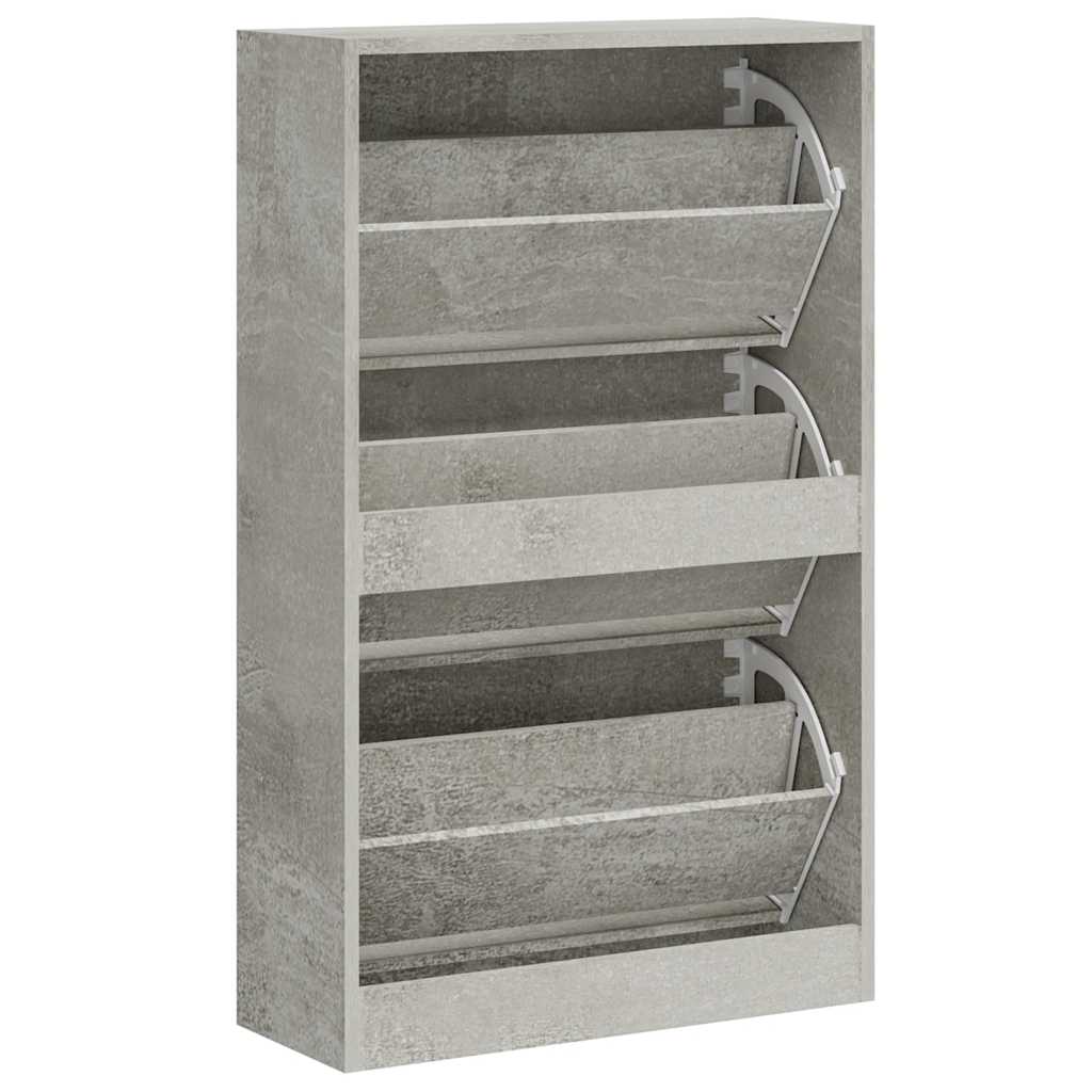 betonszürke szerelt fa cipőszekrény 63x24x103 cm