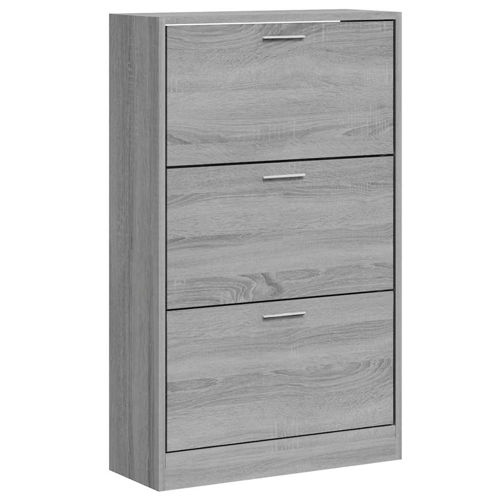 szürke sonoma színű szerelt fa cipősszekrény 63x24x103 cm