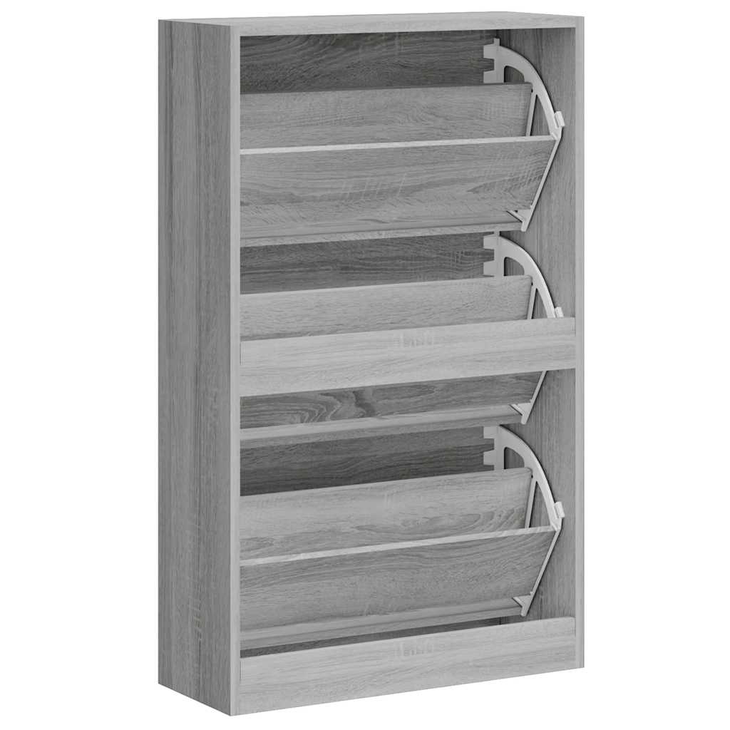 szürke sonoma színű szerelt fa cipősszekrény 63x24x103 cm