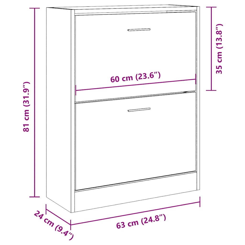 fekete szerelt fa cipősszekrény 63x24x81 cm