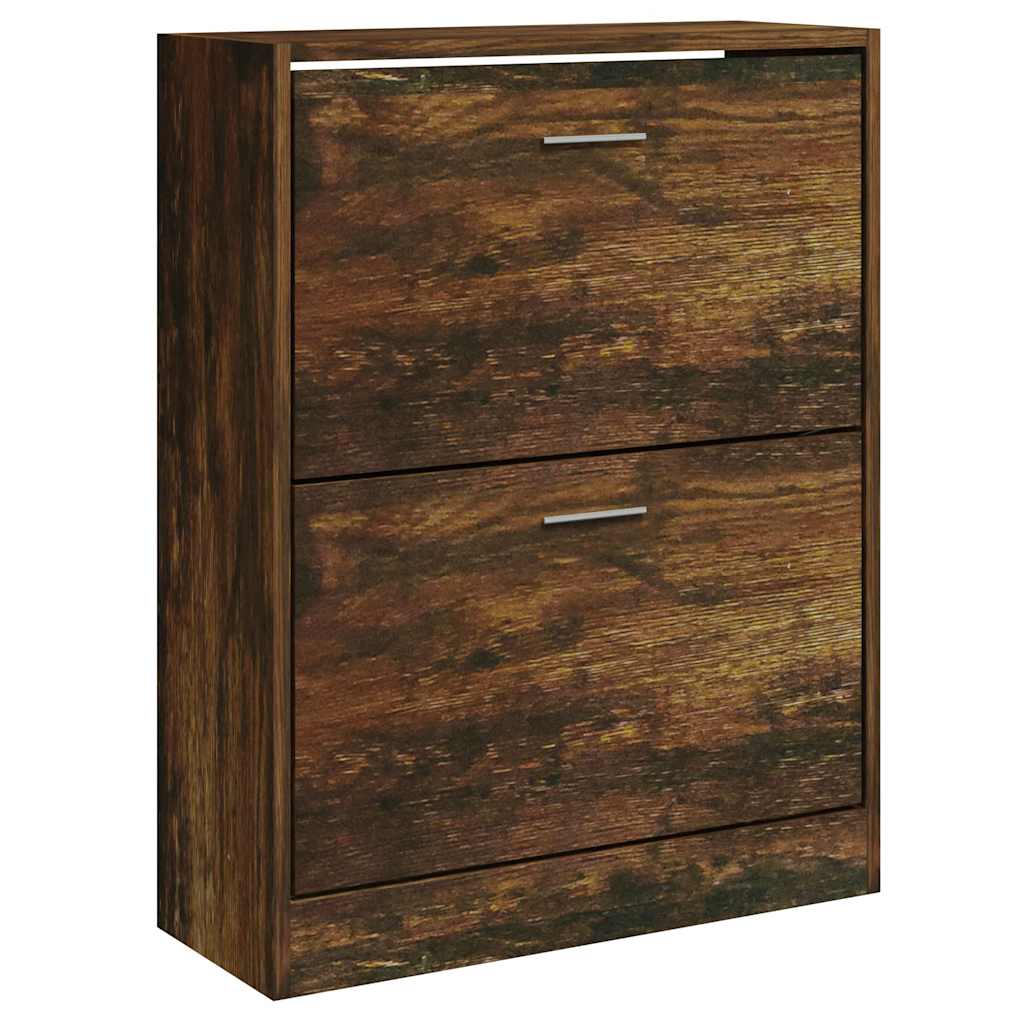 füstös tölgy színű szerelt fa cipősszekrény 63x24x81 cm