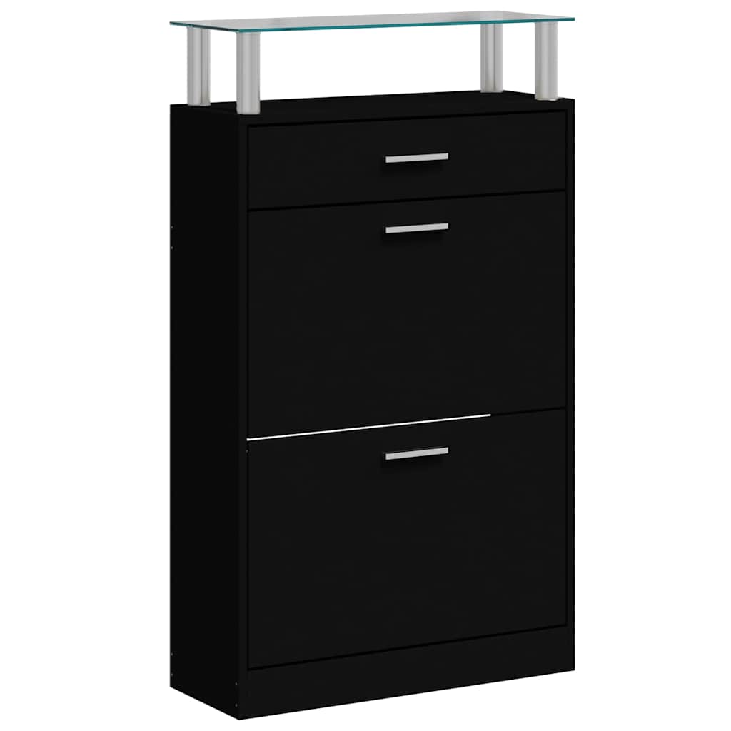fekete szerelt fa cipőszekrény 63 x 24 x 104 cm