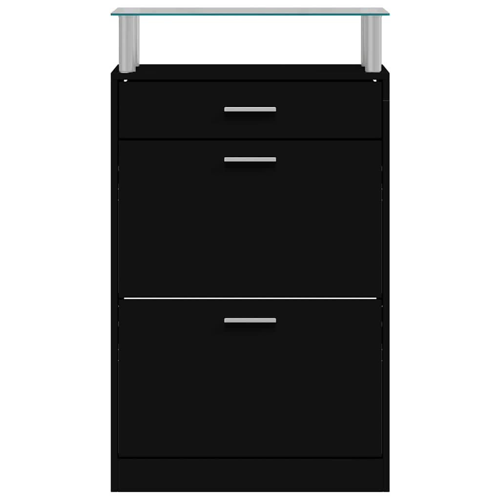 fekete szerelt fa cipőszekrény 63 x 24 x 104 cm