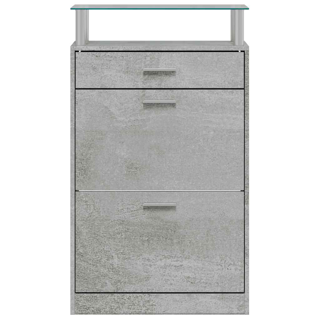 betonszürke szerelt fa cipőszekrény 63x24x104 cm