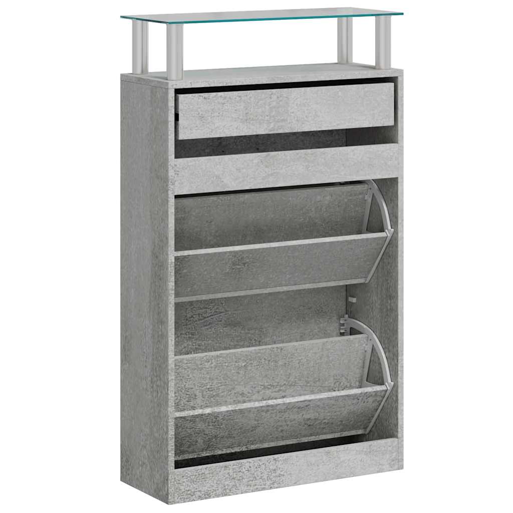 betonszürke szerelt fa cipőszekrény 63x24x104 cm