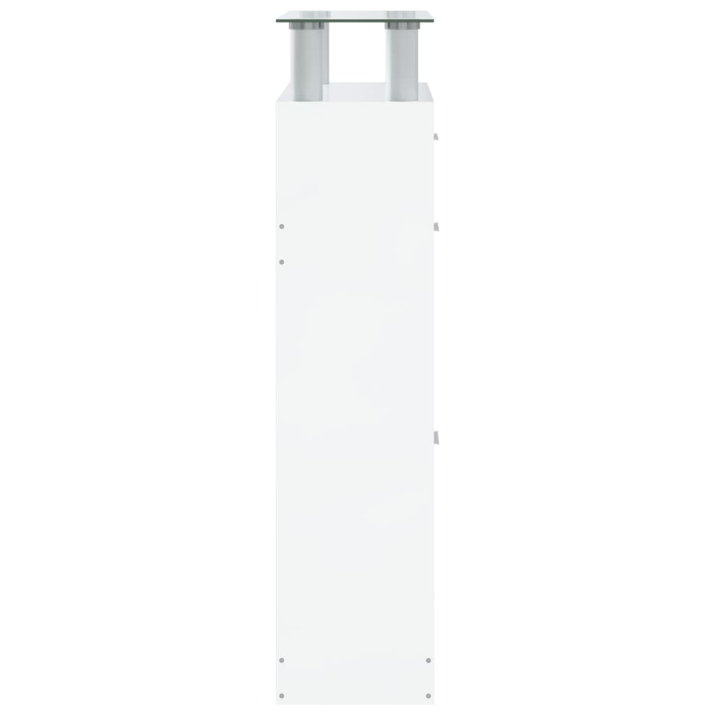 magasfényű fehér szerelt fa cipőszekrény 63x24x104 cm