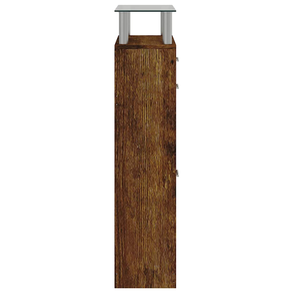 füstös tölgy színű szerelt fa cipősszekrény 63x24x104 cm