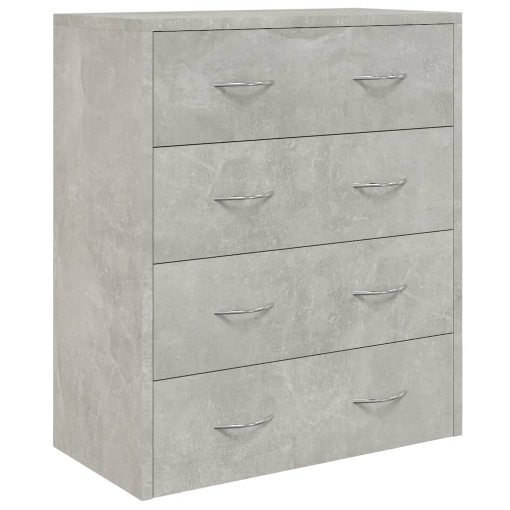 betonszürke tálalószekrény 4 fiókkal 60 x 30,5 x 71 cm