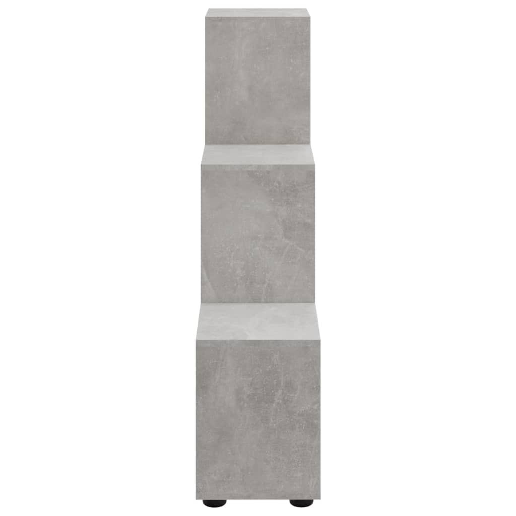 betonszürke szerelt fa lépcsős könyvespolc 107 cm