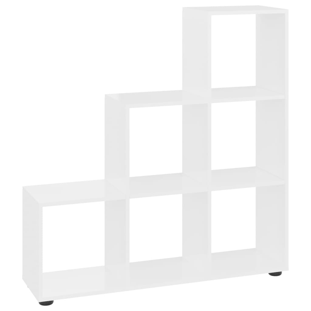magasfényű fehér szerelt fa lépcsős könyvespolc 142 cm